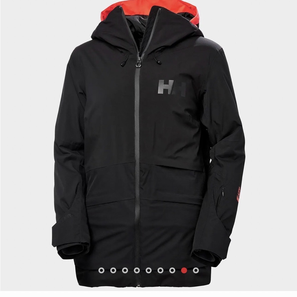 Helly Hansen black ski Jacket with neon hood women’s size medium - powchaser 2.0